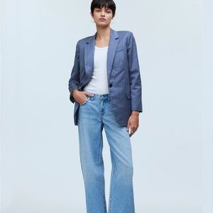 Madewell Slate Blue Pinstripe Blazer